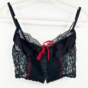 Nan Flower Womens VTG Vintage Coquette Whimsigoth Lace Cami Crop Corset Top M‎